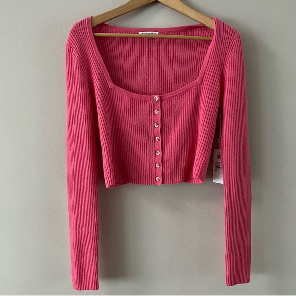 Reformation Sweaters - Reformation ribbed cashmere cropped cardigan sweater ladies size large pink